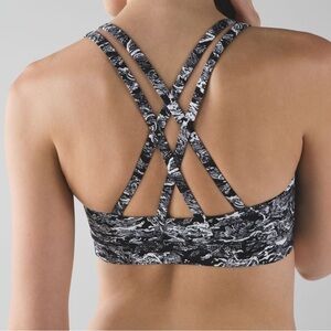 Lululemon Women Nami Wave White Black Print Energy Bra Luxtreme Strappy Top 10